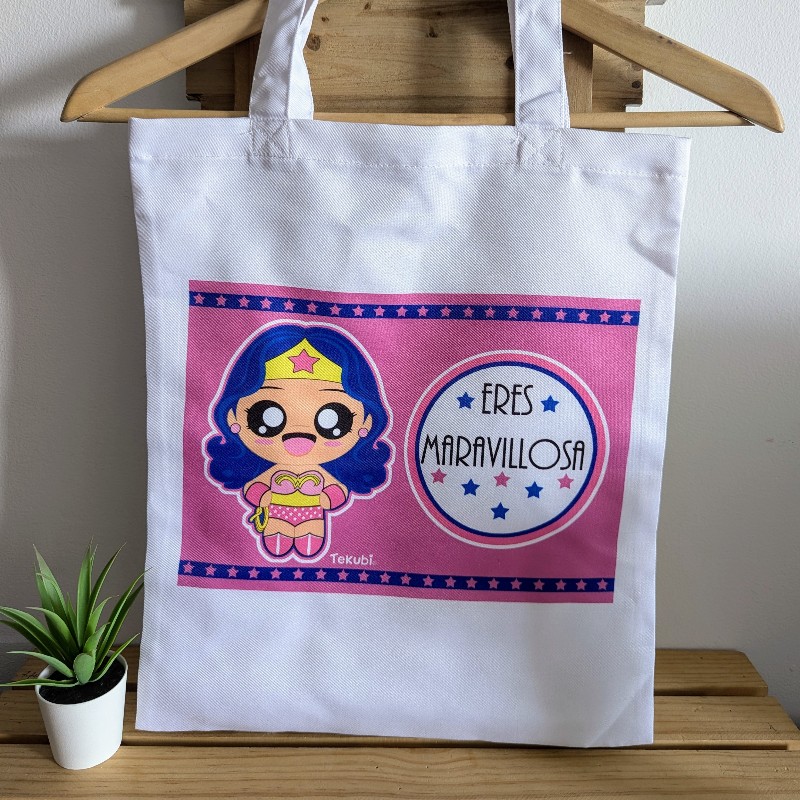 Bolsa tela Wonder Woman rosa kawaii