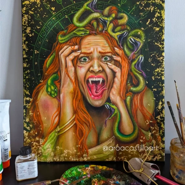 Medusa oleo al agua sobre lienzo