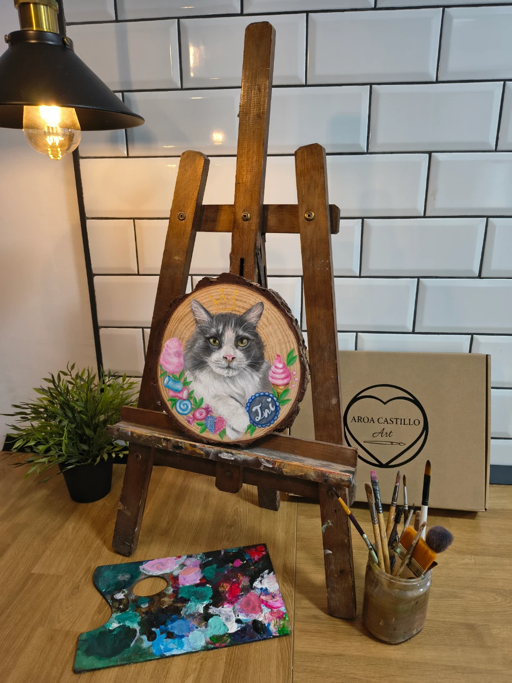 retrato personalizado de mascota pintado a mano