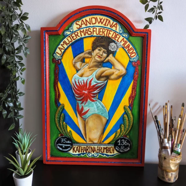 Sandwina, acrilico sobre madera